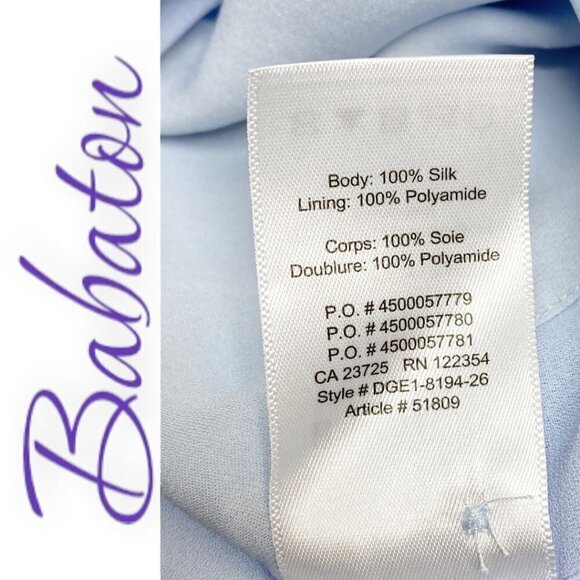 BABATON Benedict 100% Silk Mini Dress in Baby Blue, Size XS - Picture 7 of 10